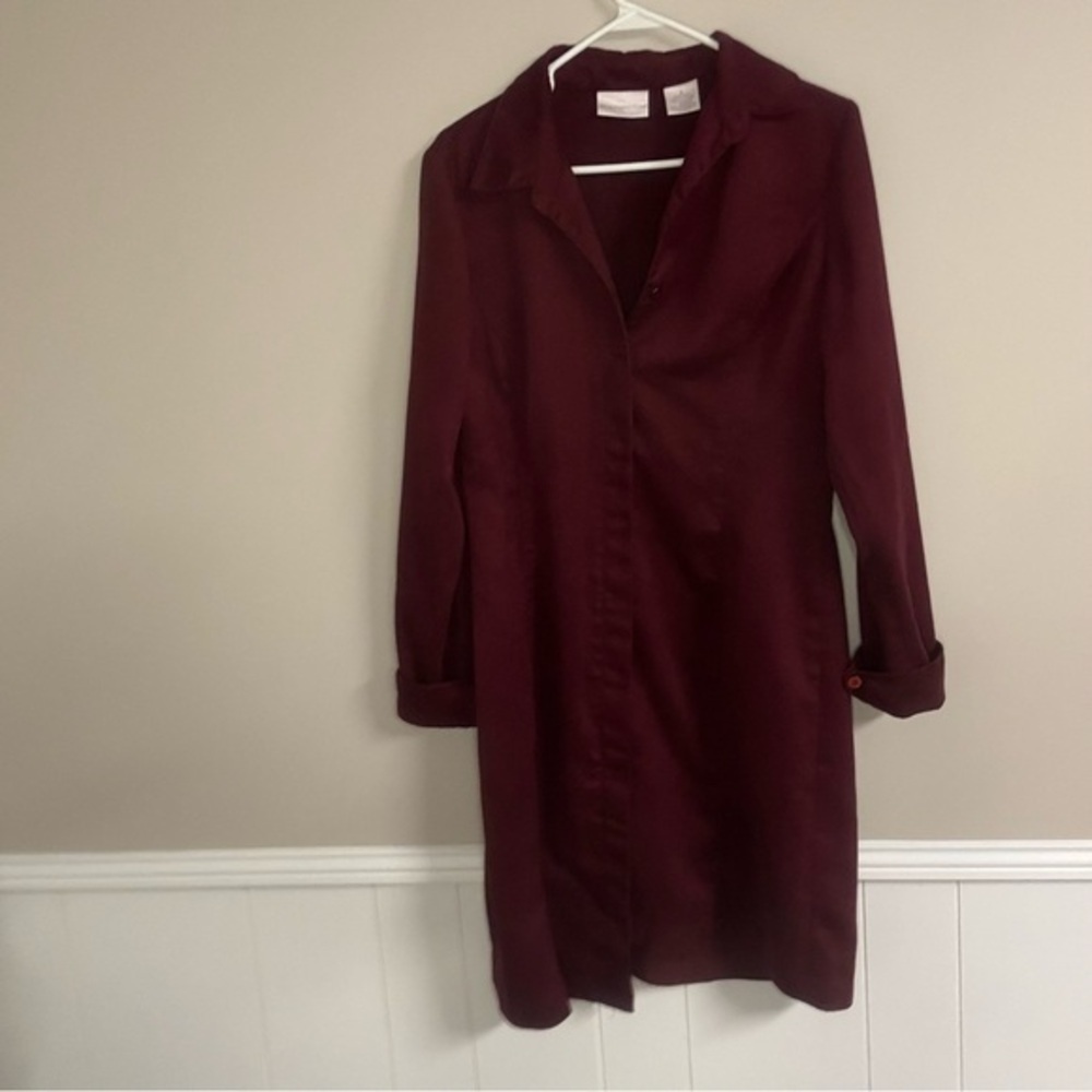 Worthington Burgundy Long Sleeve Shirt Dress